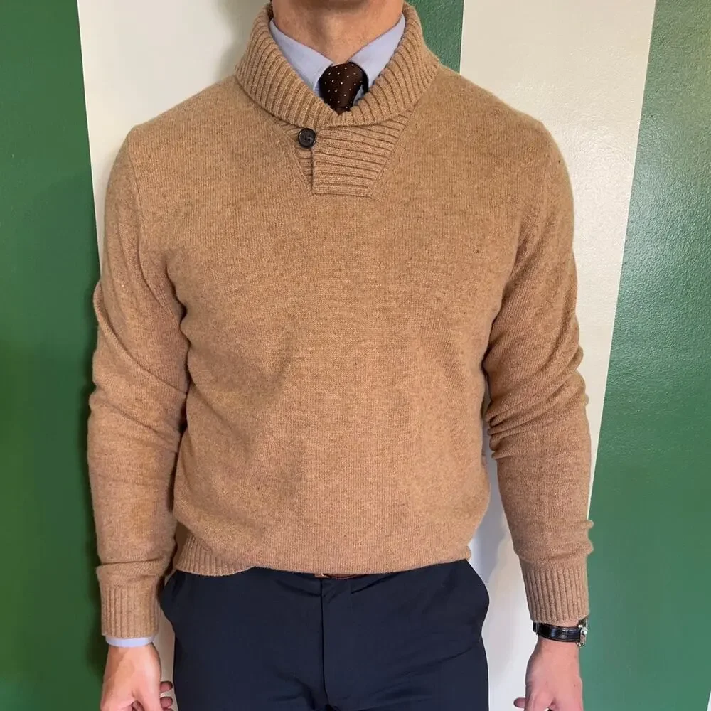 Brooks Brothers Italian Lambswool Shawl Collar Sweater